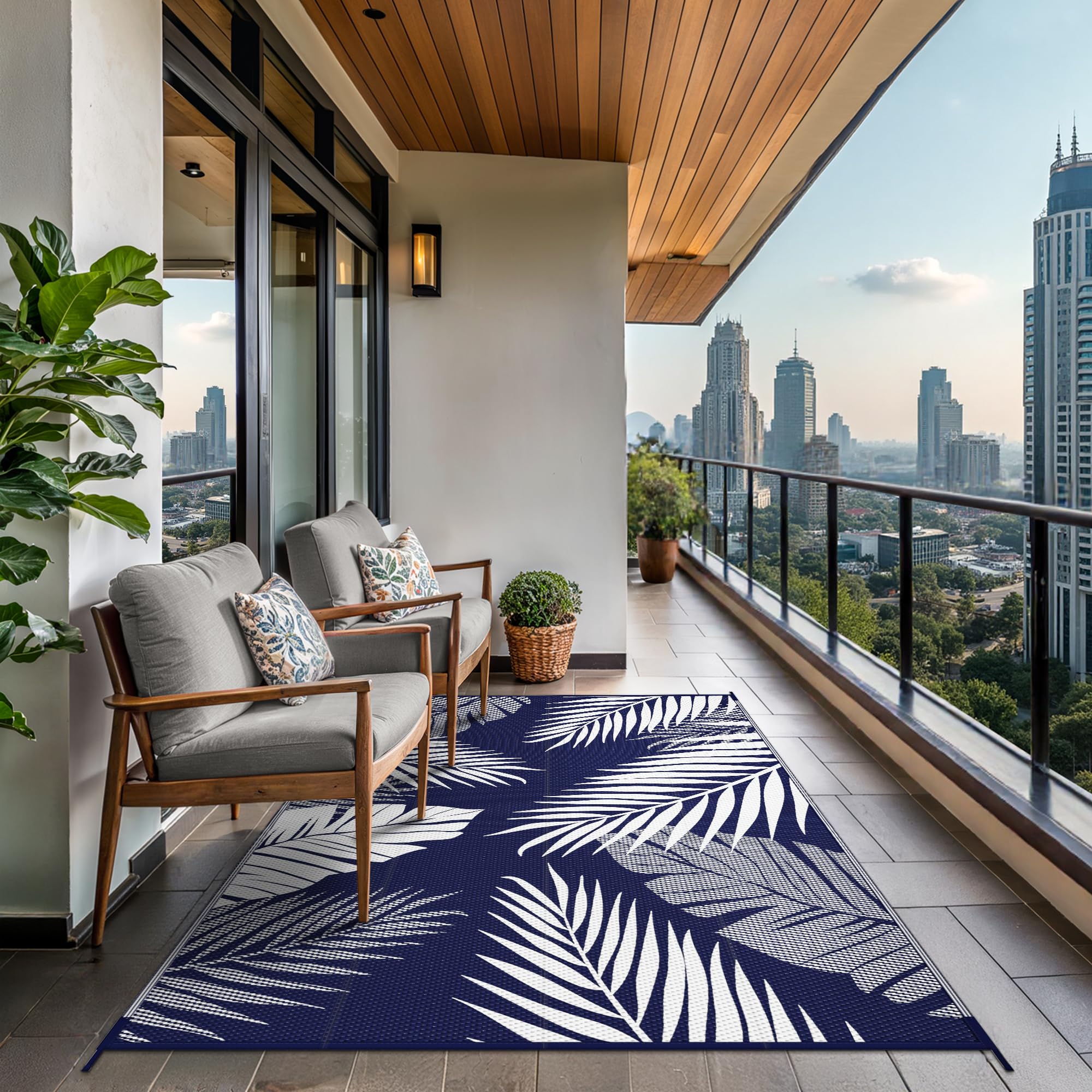 GENIMO alfombra en patio con muebles añade confort y color exterior