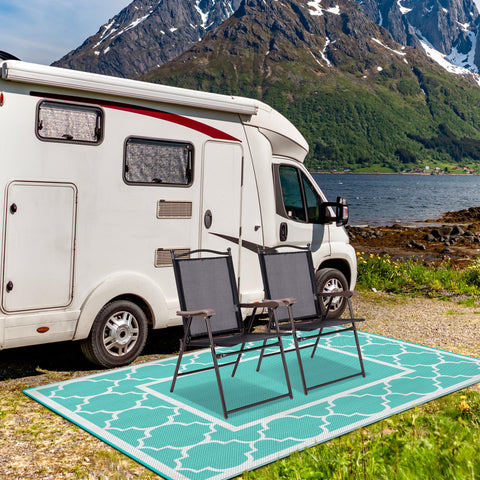GENIMO alfombra en patio con mesa, crea área cómoda exterior