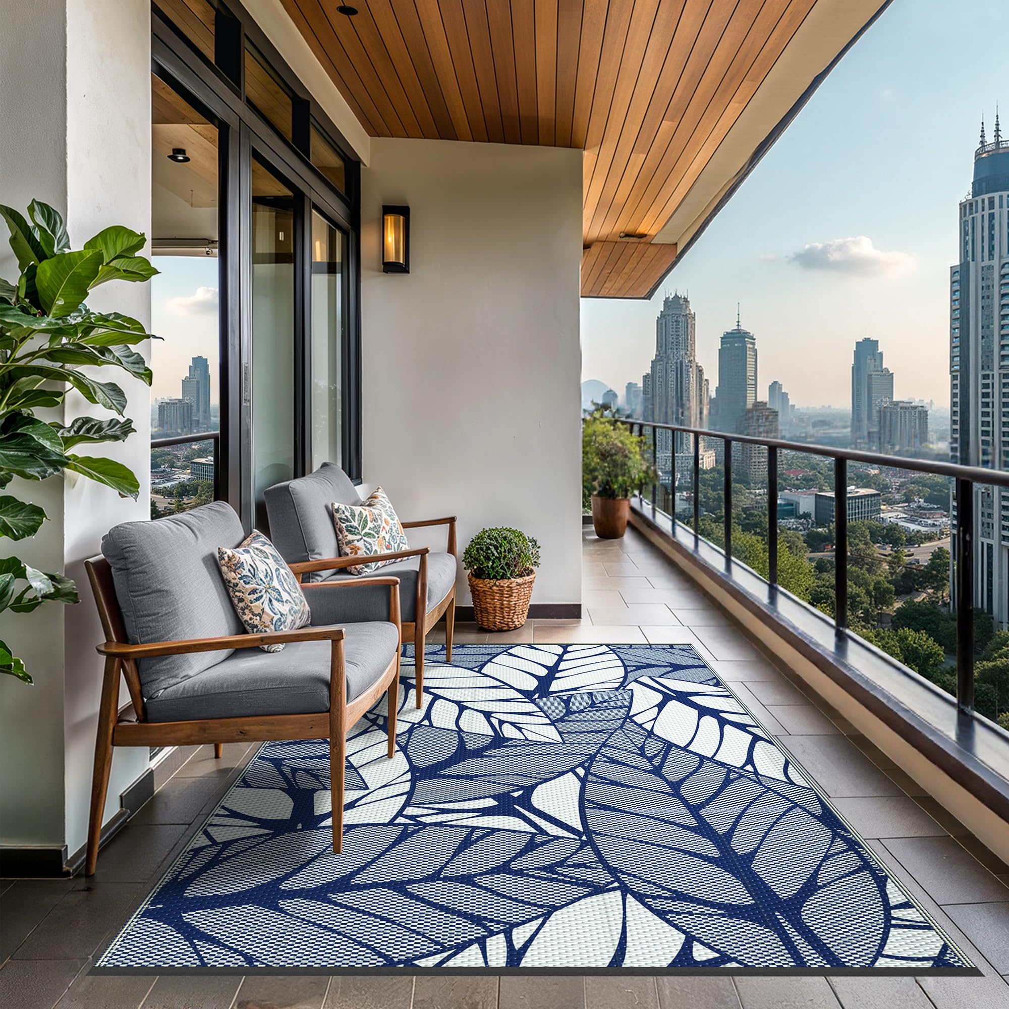 GENIMO alfombra en patio con muebles, crea ambiente acogedor