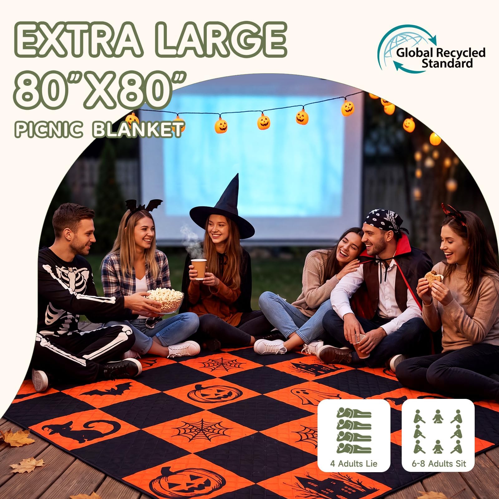 Genovega manta desplegada 80x80 pulgadas gran superficie para grupo