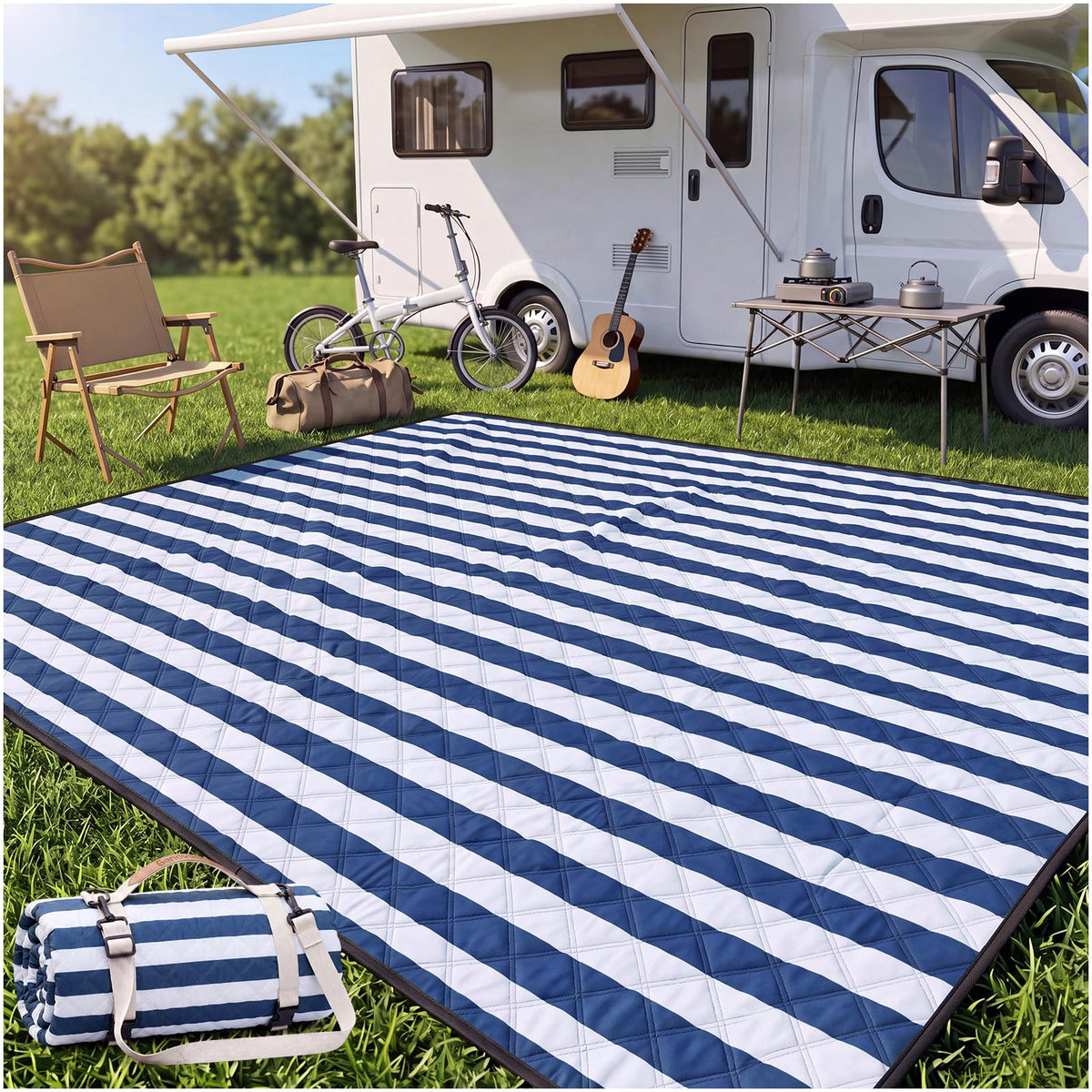 Genovega vista frontal desplegada, gran superficie para picnic