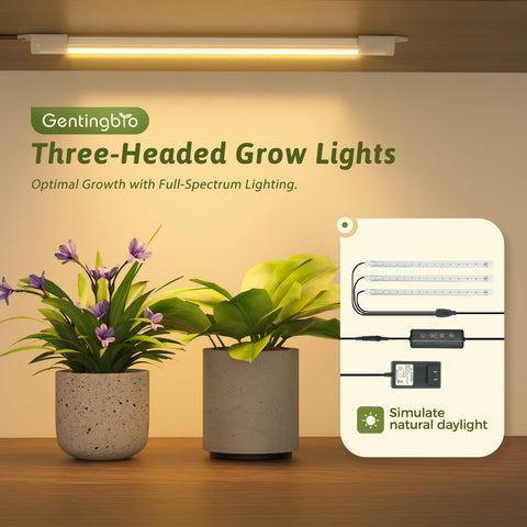 GENTINGBRO lámpara LED close-up mostrando espectro completo beneficios para plantas