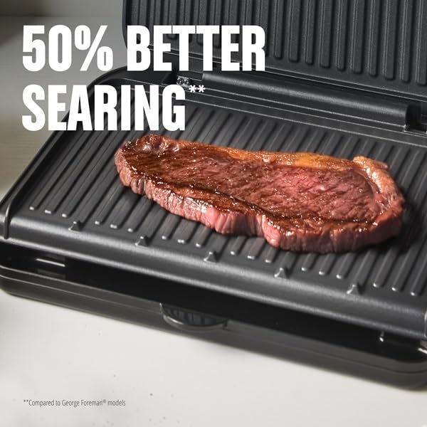 George Foreman bisagra de 1" permite cortes gruesos y cocción uniforme