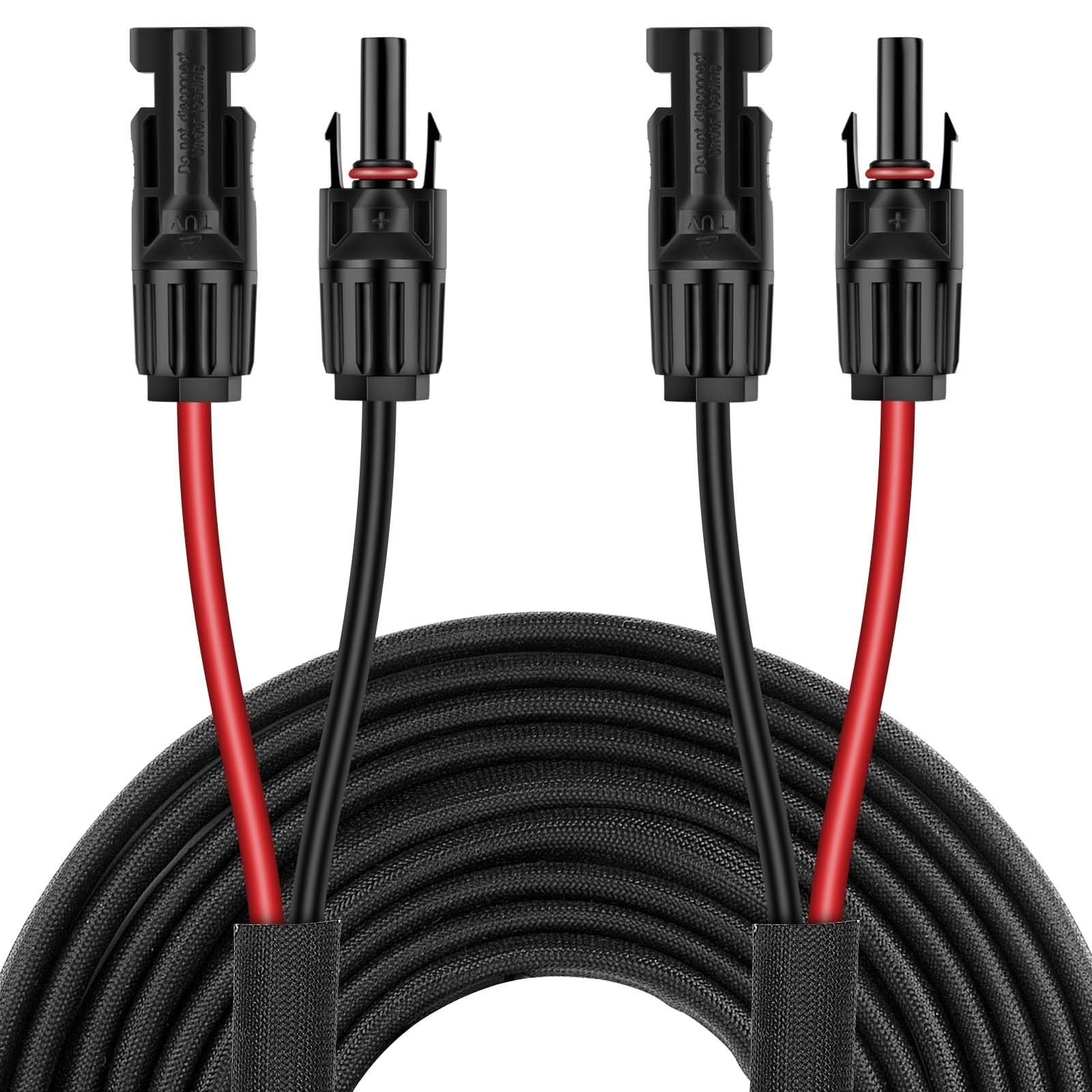 Geosiry empaque frontal del cable solar mostrando longitud y dos colores