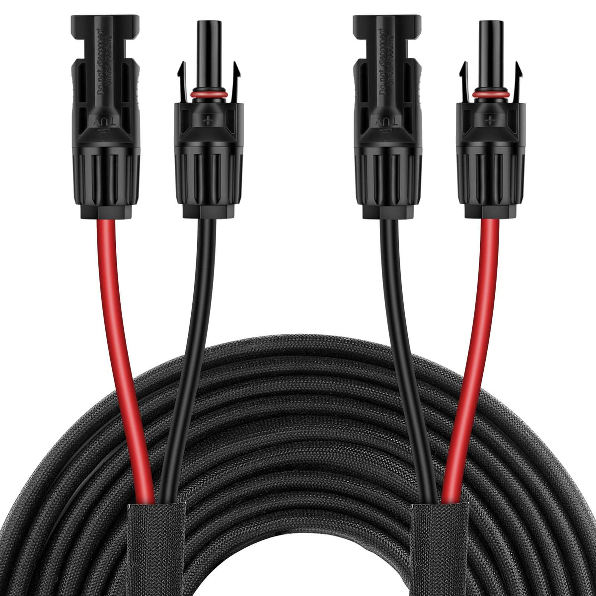 Geosiry empaque frontal del cable solar mostrando longitud y dos colores