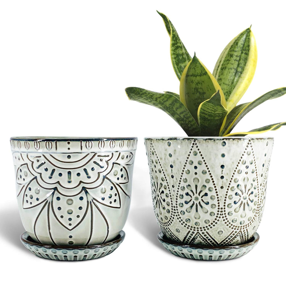Gepege maceta cerámica frontal gris ahumado, elegante y funcional