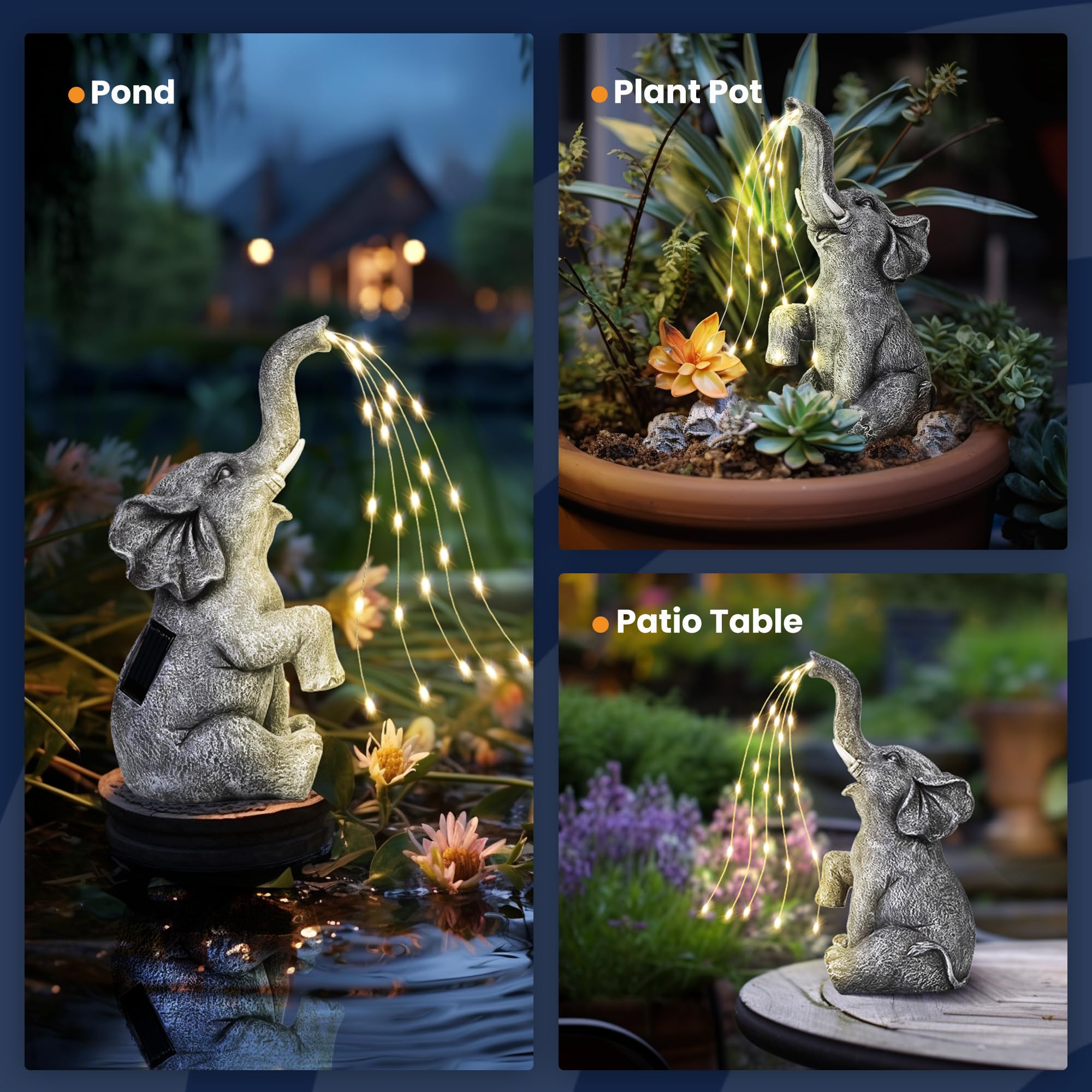 GIGALUMI elefante colocado en maceta creando decoración floral armoniosa