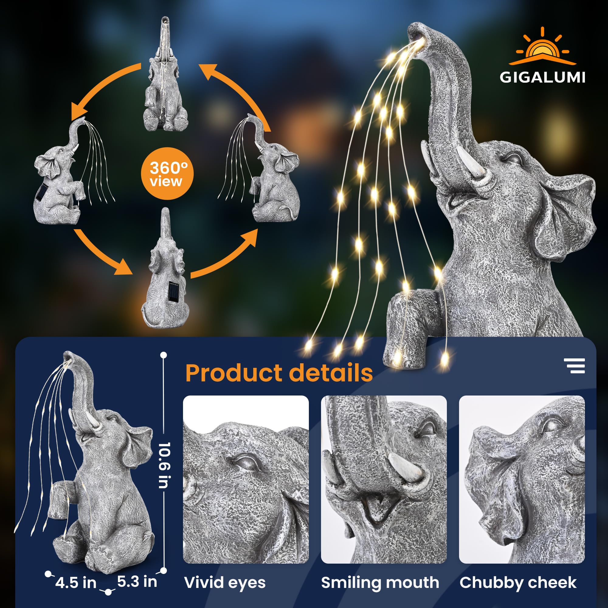 GIGALUMI luces nocturnas encendidas simulando agua y ambiente cálido
