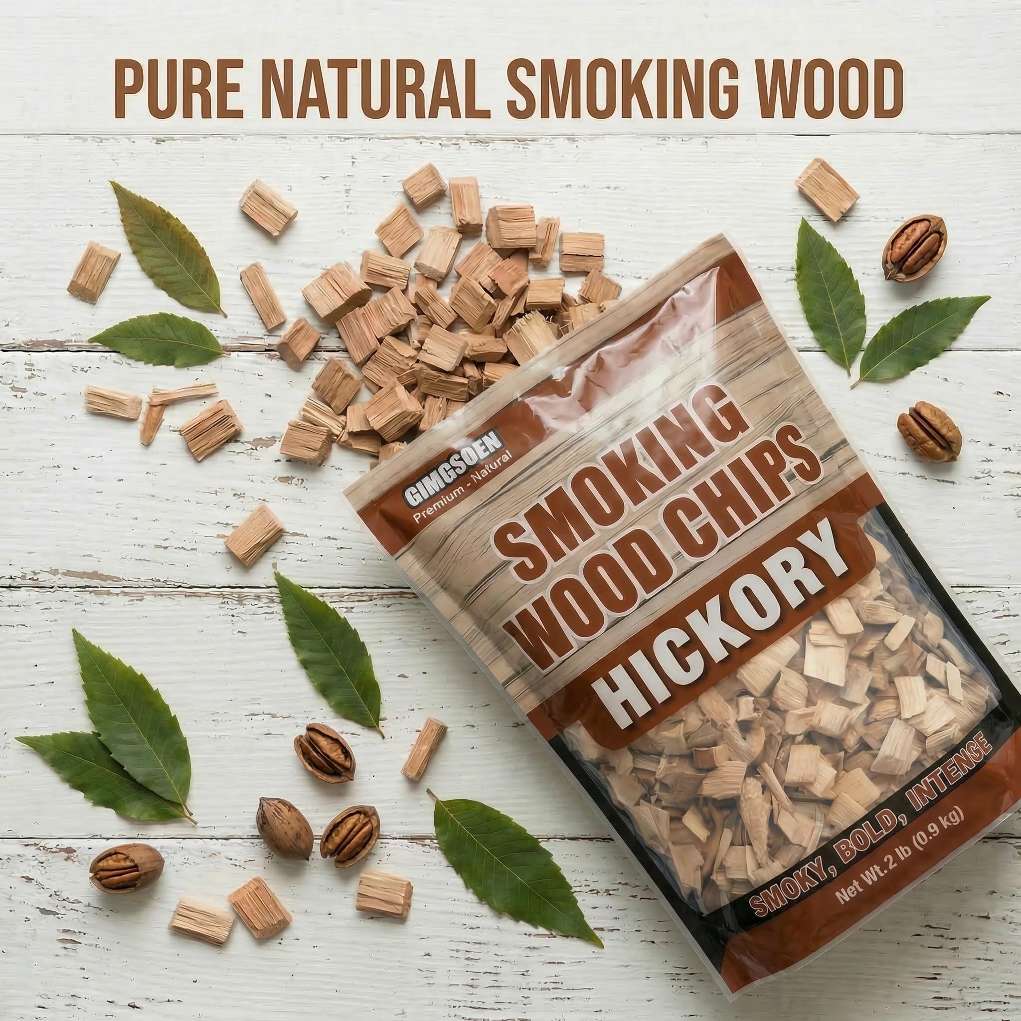 Gimgsoen primer plano de astillas de hickory textura seca para humo puro