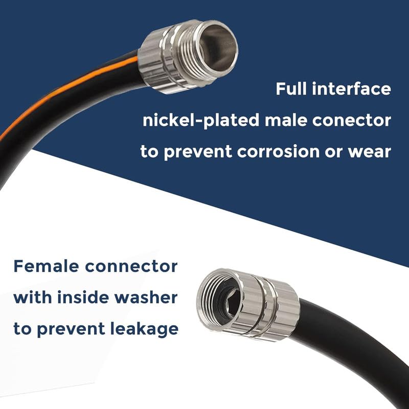 Giraffe Tools detalle de conectores fem-fem de aluminio niquelado que previenen fugas