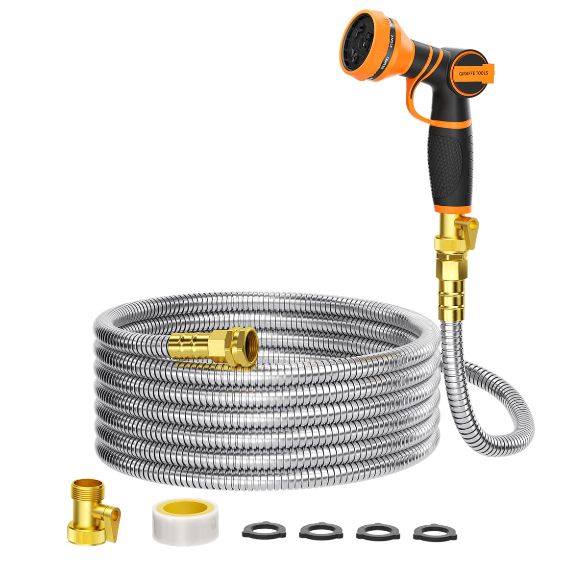 Giraffe Tools vista frontal del paquete mostrando longitud 50ft y acabado resistente
