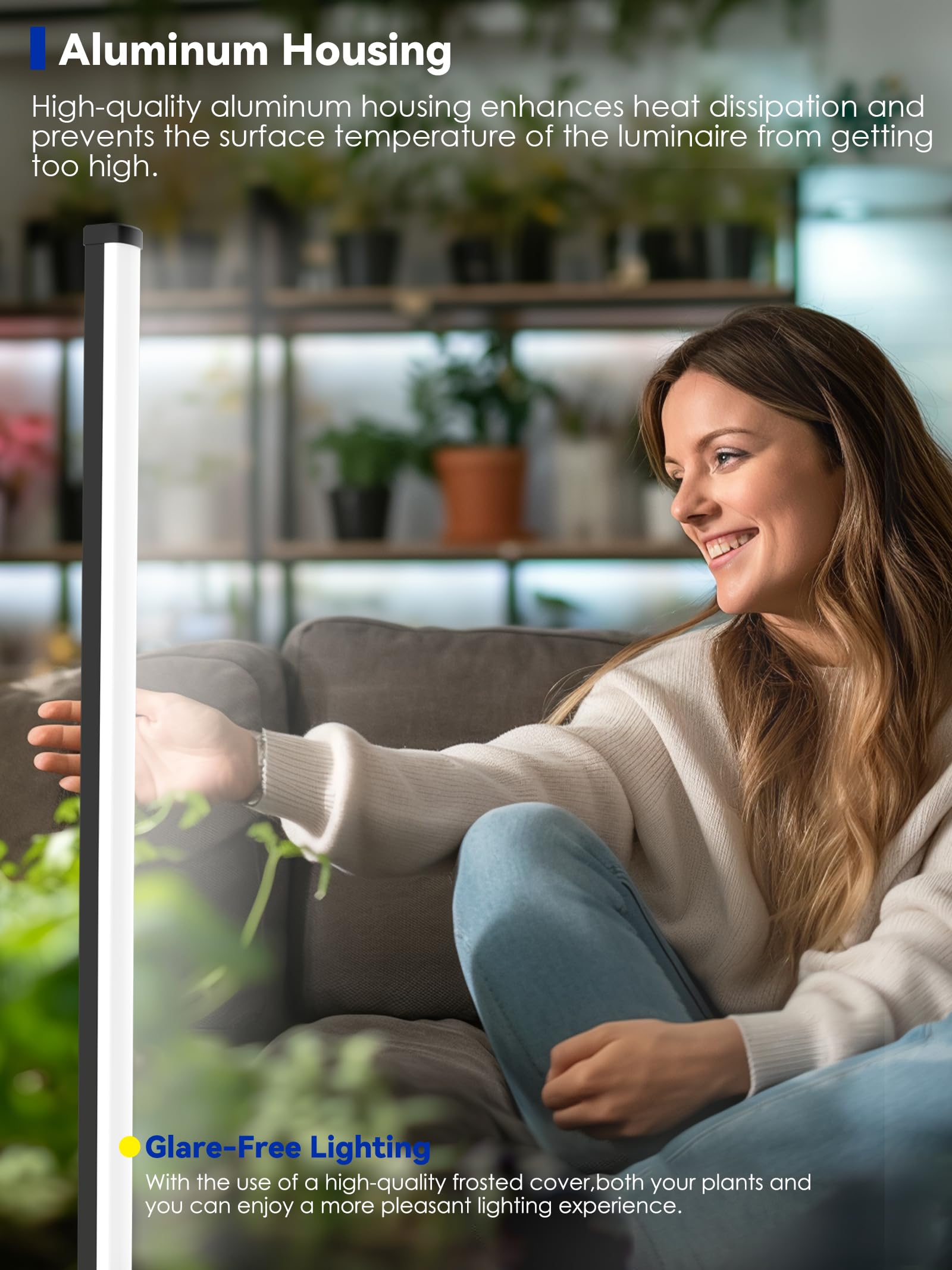 GLOWRIUM escala junto a una planta para comparar altura ajustable