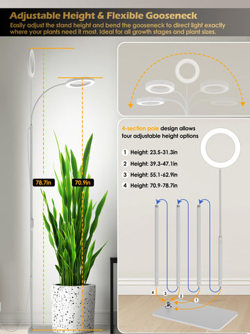 GLOWRIUM comparación de alturas hasta 79 pulgadas para plantas altas