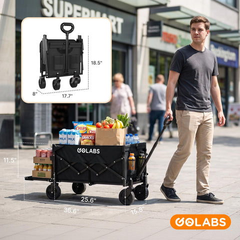 GOLABS carrito en camping transportando equipo y facilitando logística