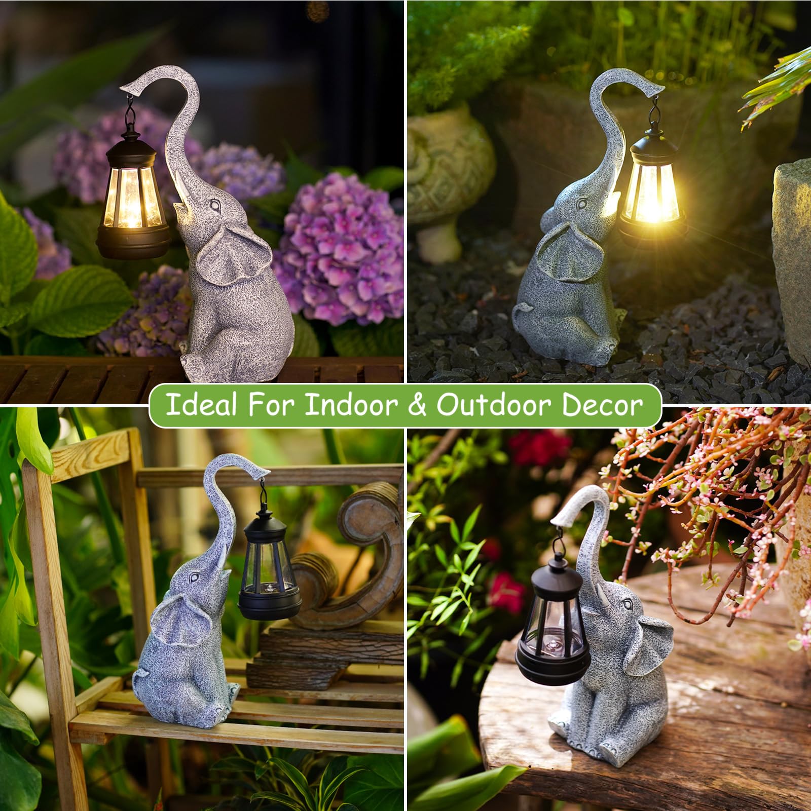 Goodeco elefante en porche presentado como regalo listo para sorprender
