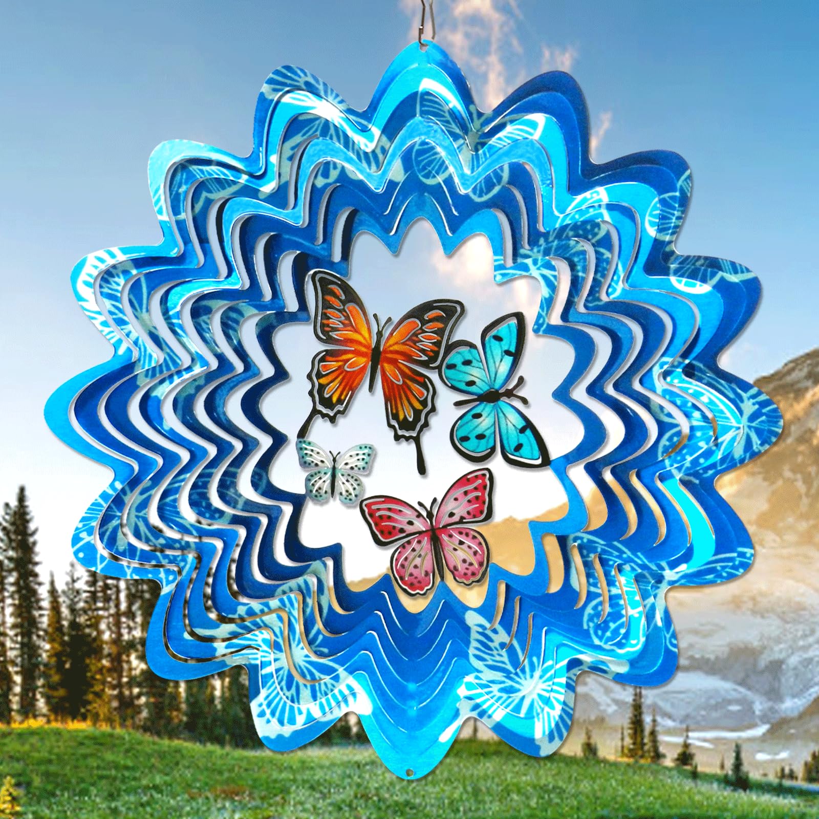 GOOLLYRUSIM mariposa frontal mostrando diseño y movimiento