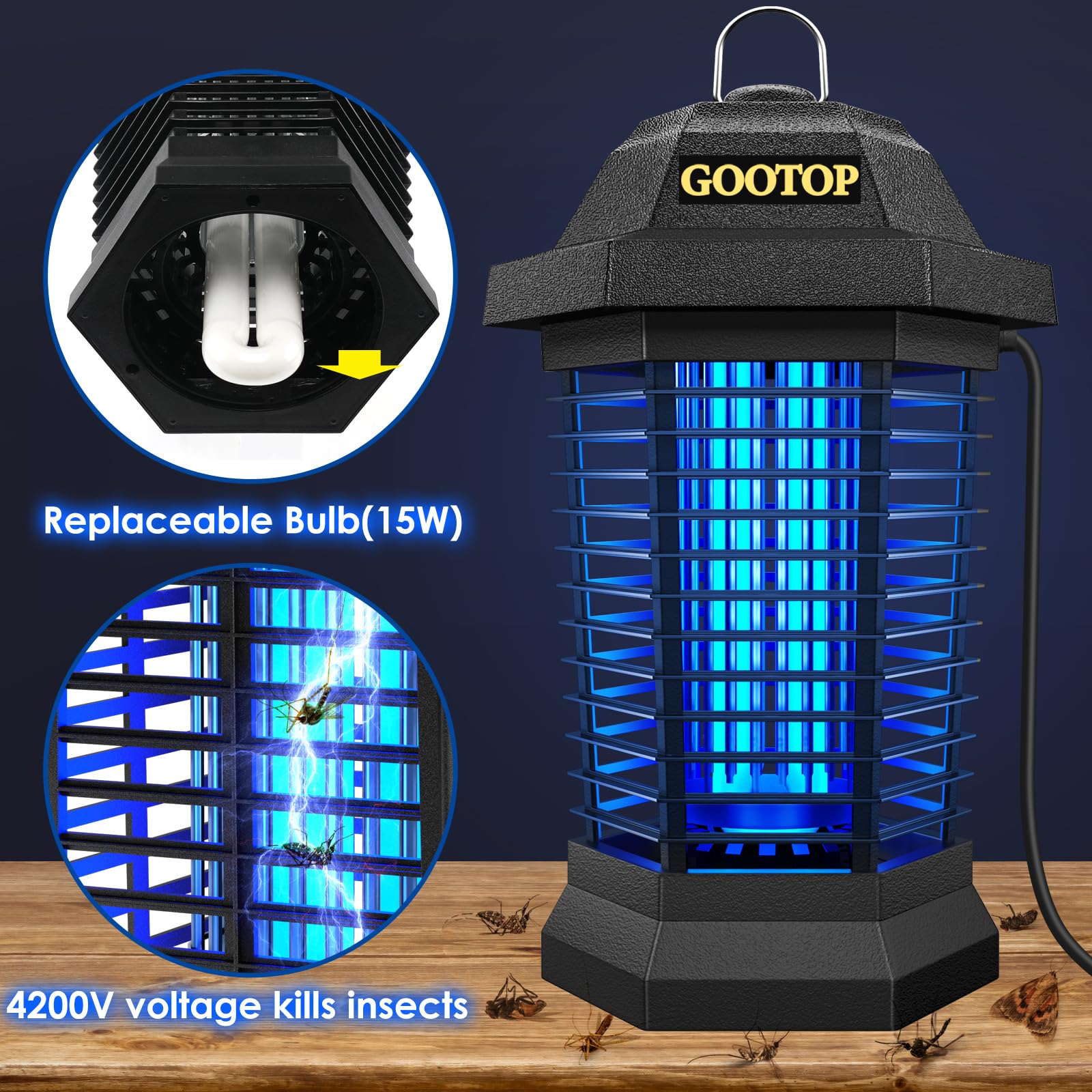 GOOTOP bandeja desmontable recogiendo insectos muertos para limpieza rápida y cómoda