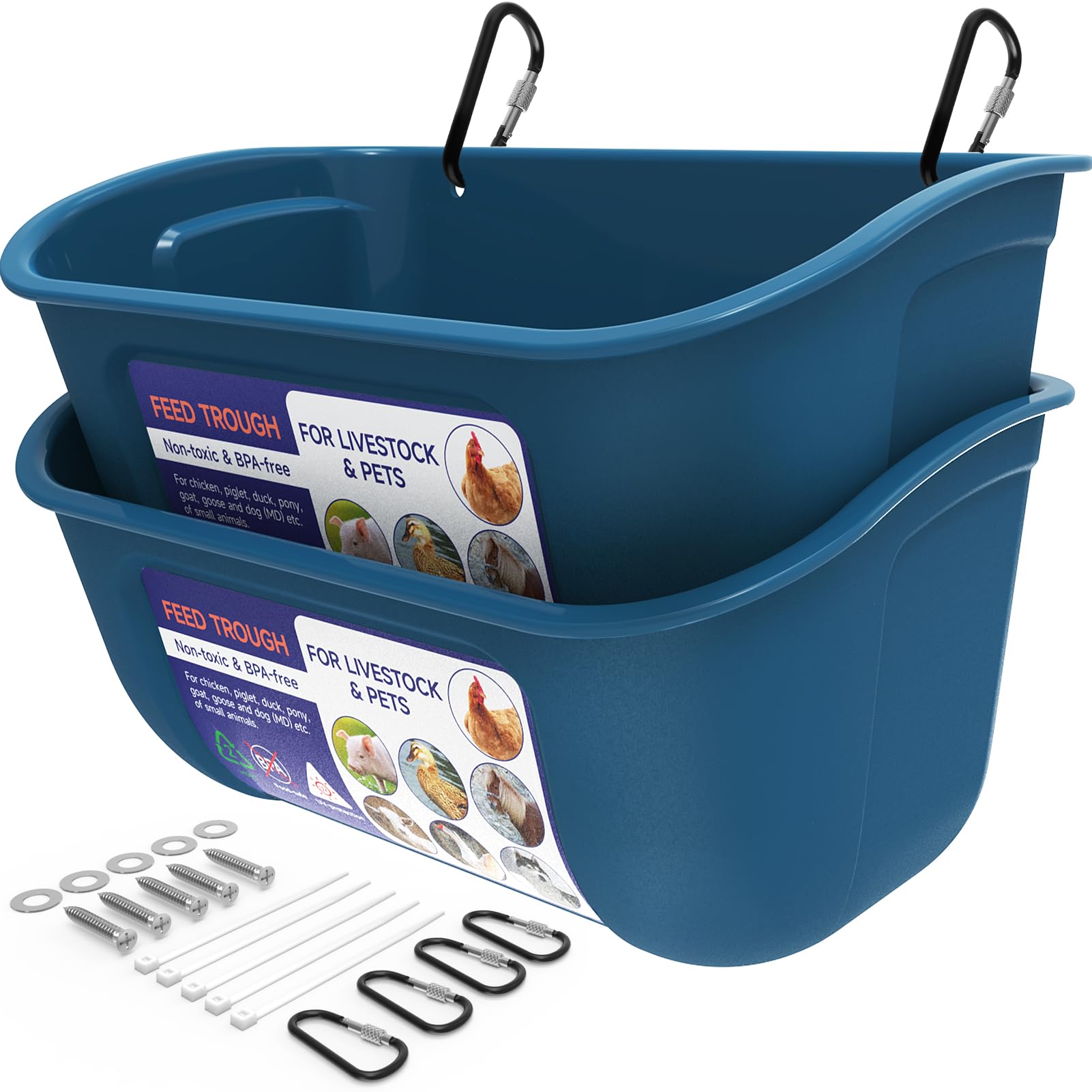 Goovilla comedero frontal pack mostrando capacidad y color azul