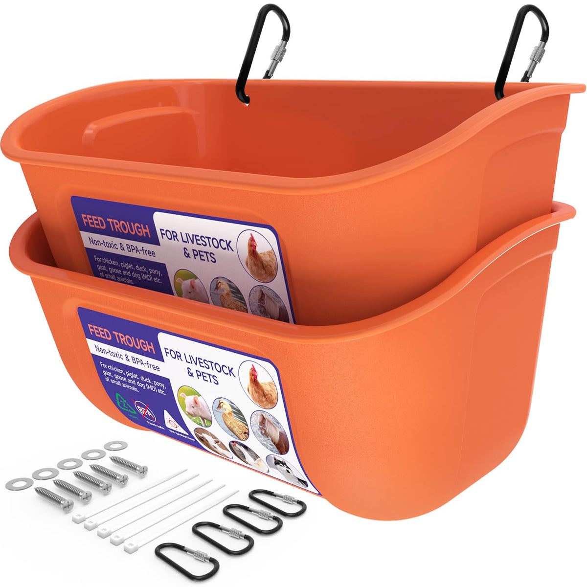Goovilla comedero frontal naranja mostrando apertura y beneficio de acceso fácil