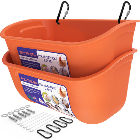 Goovilla comedero frontal naranja mostrando apertura y beneficio de acceso fácil