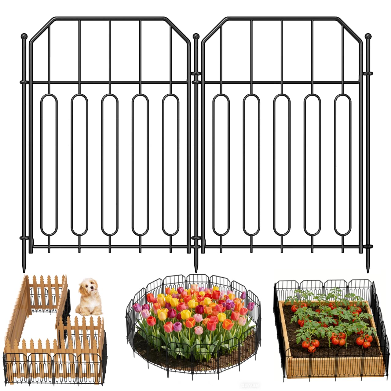 Goovilla valla frontal mostrando paneles y apariencia profesional, protege jardines