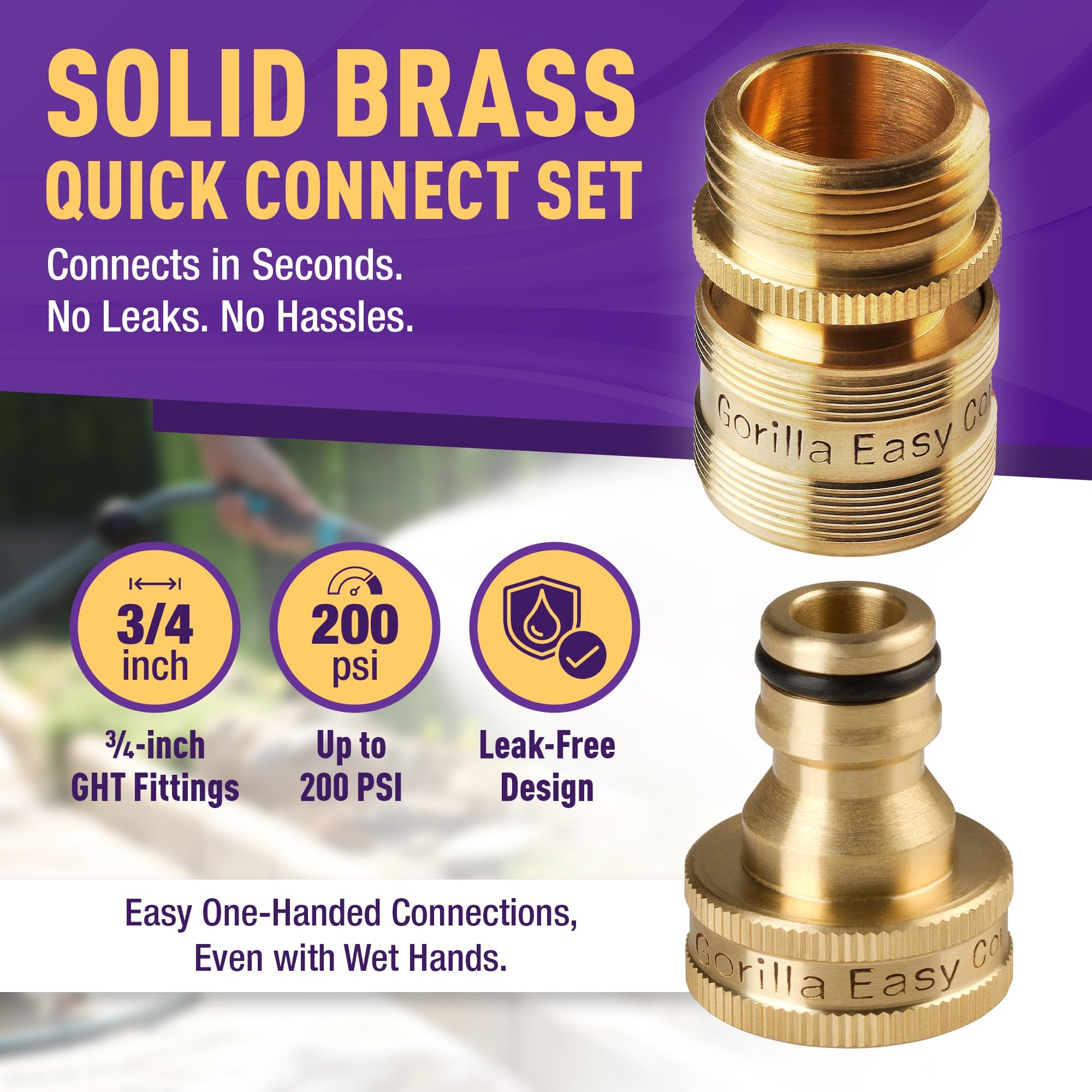 GORILLA EASY CONNECT primer plano latón macizo que muestra durabilidad y resistencia
