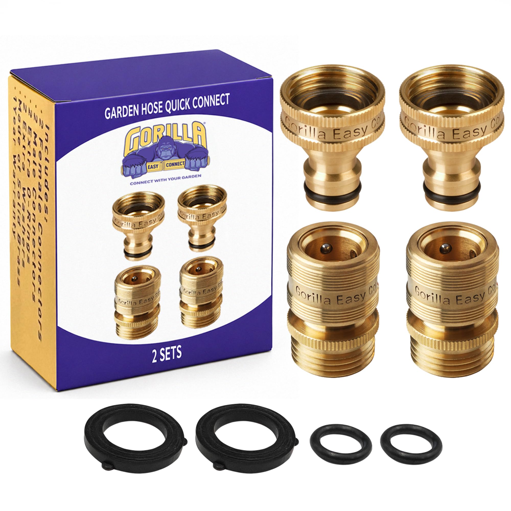 GORILLA EASY CONNECT paquete frontal mostrando acoples robustos y lista de beneficios