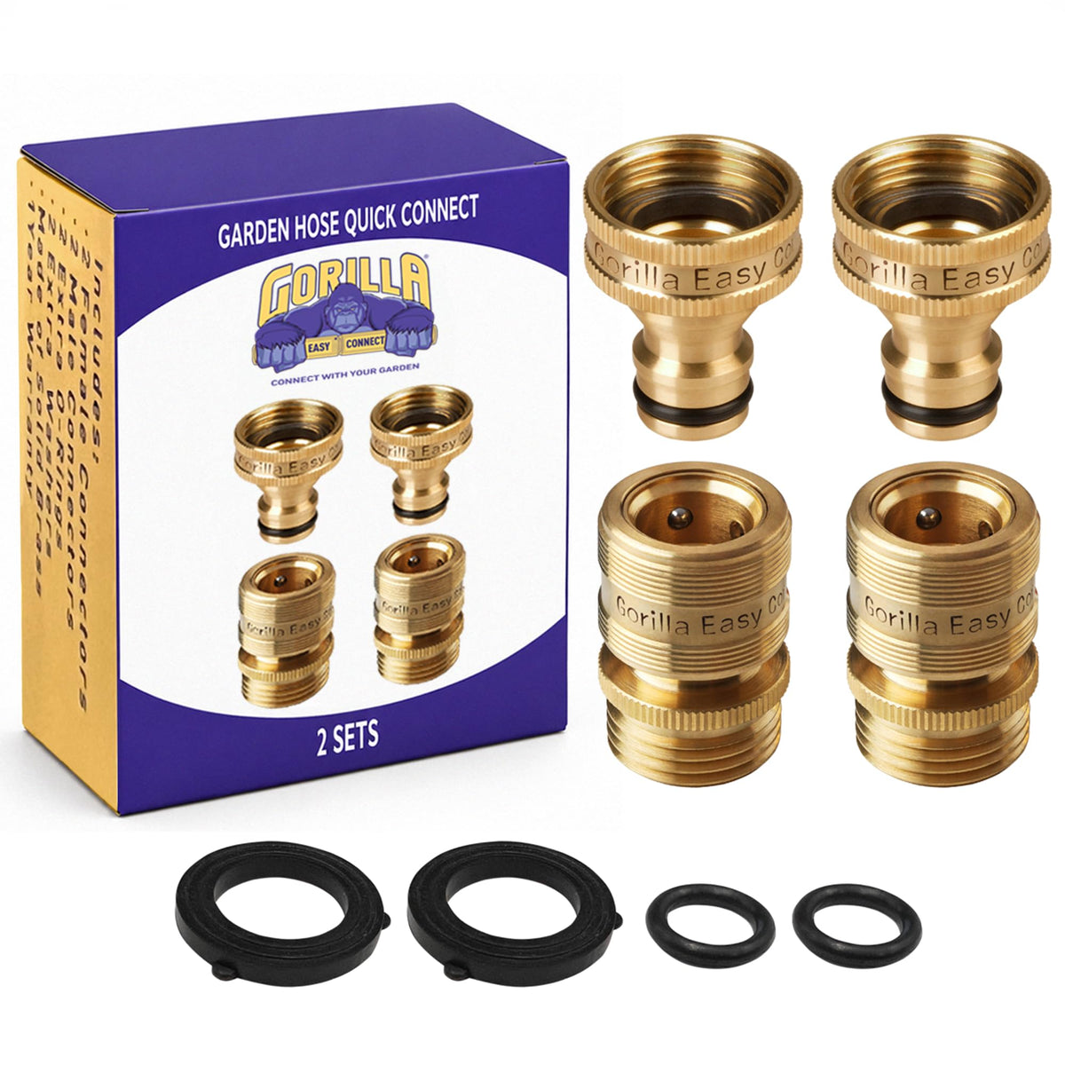 GORILLA EASY CONNECT paquete frontal mostrando acoples robustos y lista de beneficios