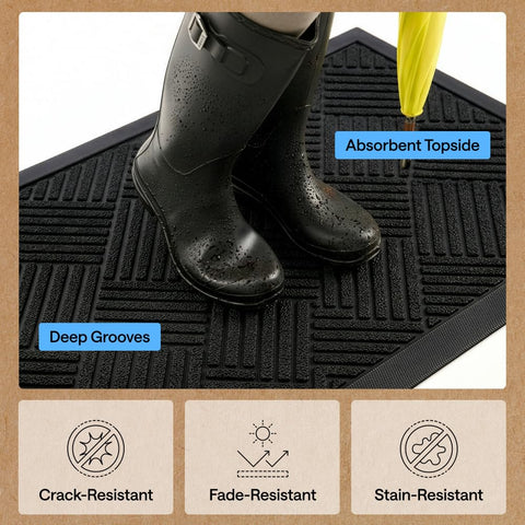 GORILLA GRIP borde biselado que evita tropiezos y retiene suciedad