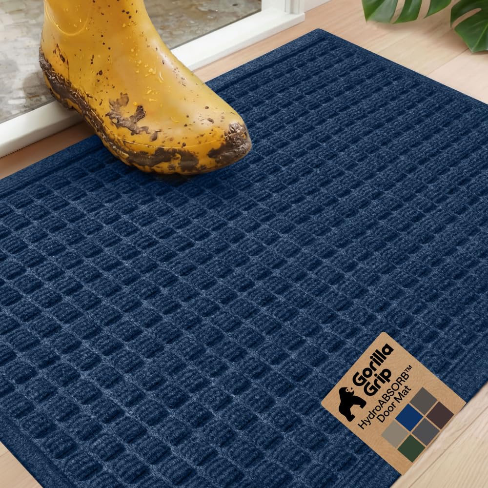 GORILLA GRIP felpudo frente azul protege entrada y absorbe agua