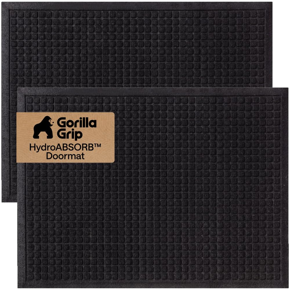 GORILLA GRIP vista frontal del felpudo mostrando diseño y tamaño, protege la entrada