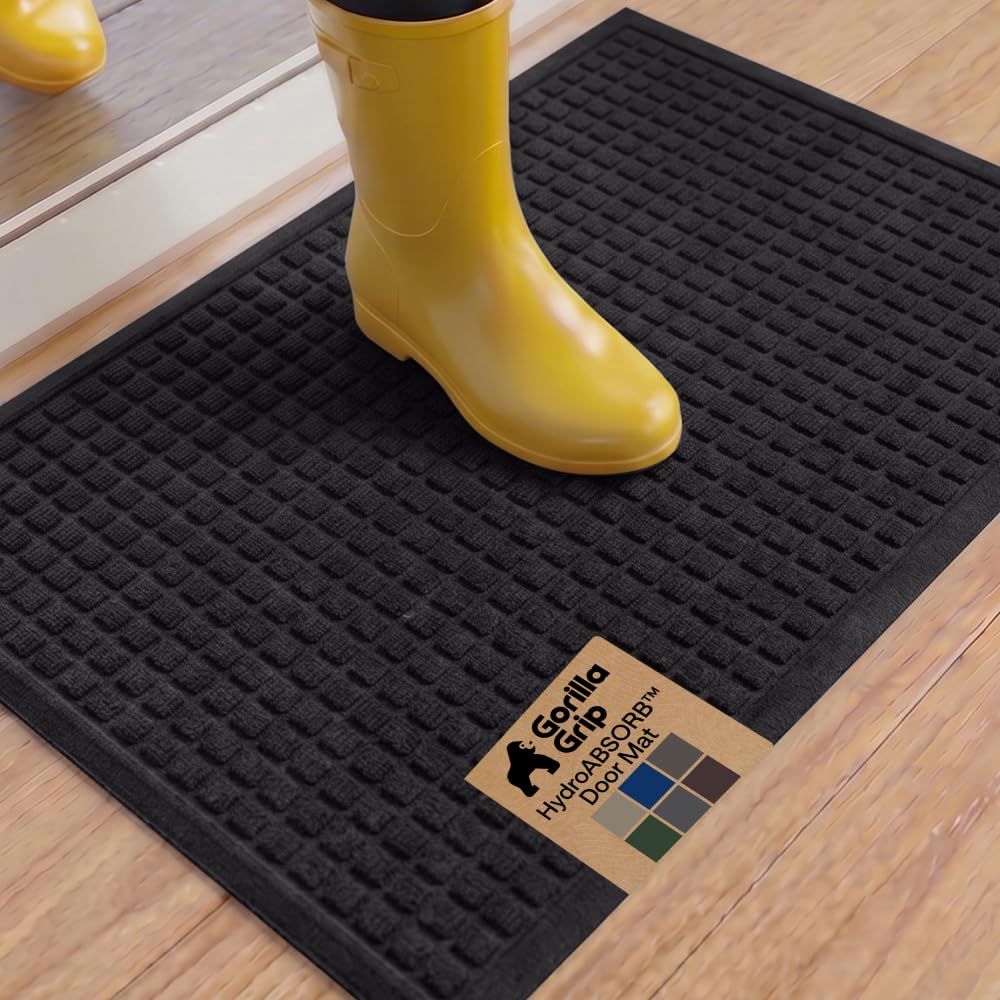 GORILLA GRIP felpudo frontal mostrando absorción y diseño resistente