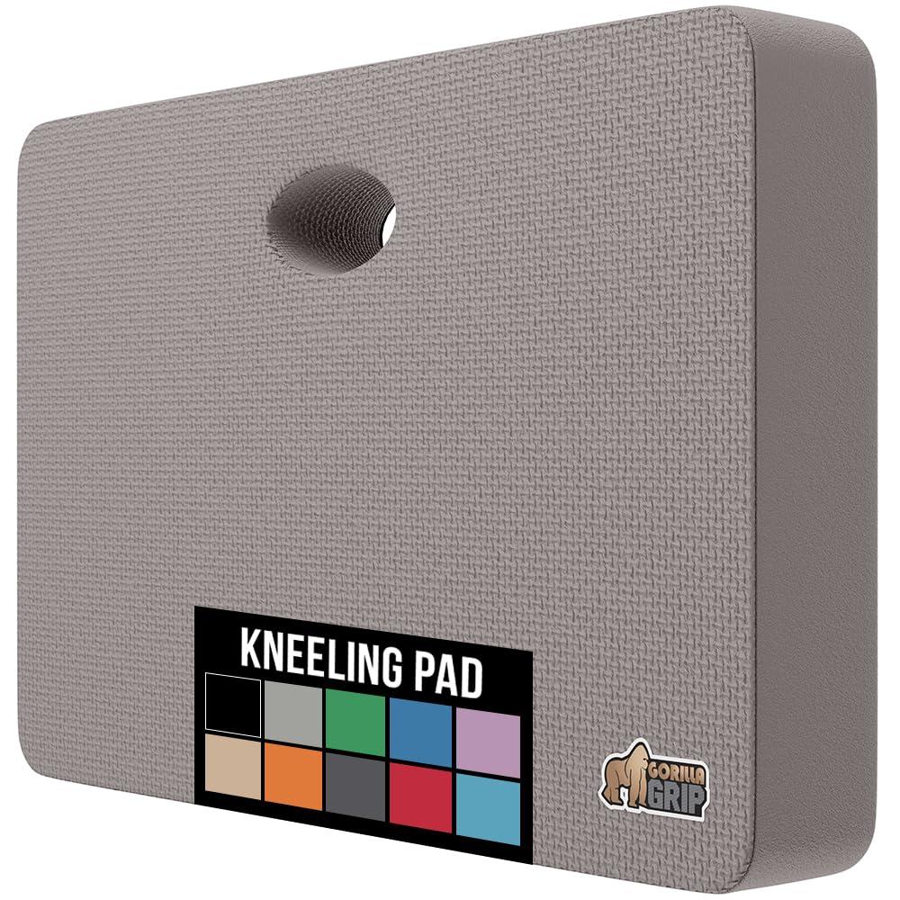 GORILLA GRIP vista frontal del cojín mostrando tamaño y color gris, protección cómoda