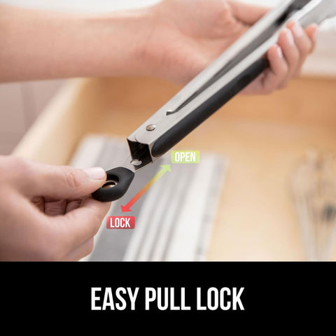 GORILLA GRIP pinzas usando en sartén sin rayar, ideales para freír