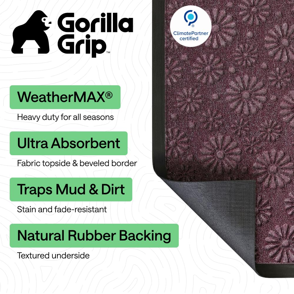 GORILLA GRIP textura con canaletas profundas que atrapan humedad y residuos