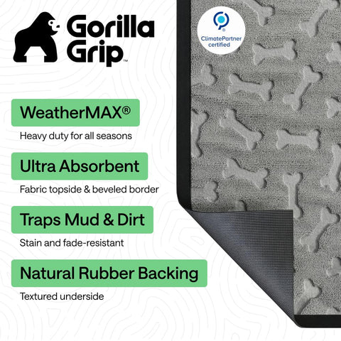 GORILLA GRIP primer plano de textura y ranuras que atrapan suciedad