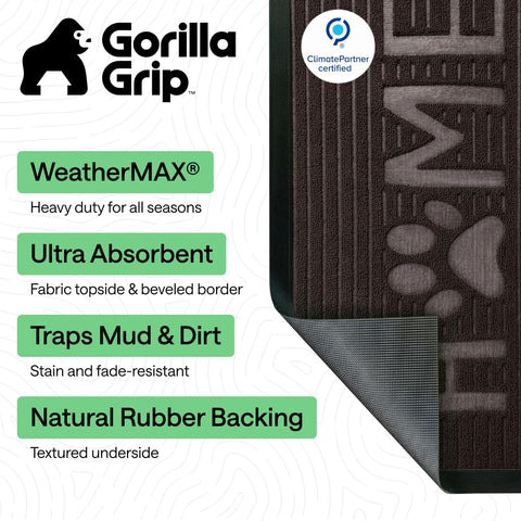 GORILLA GRIP textura en primer plano mostrando retención de barro