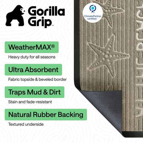 GORILLA GRIP textura con ranuras profundas para atrapar suciedad