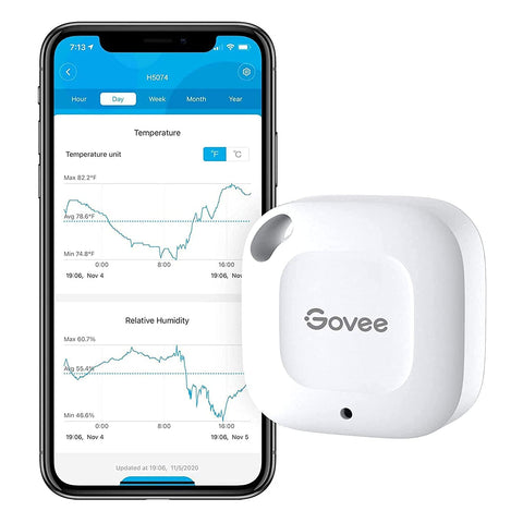 Govee vista frontal del mini termómetro con diseño compacto y lectura rápida