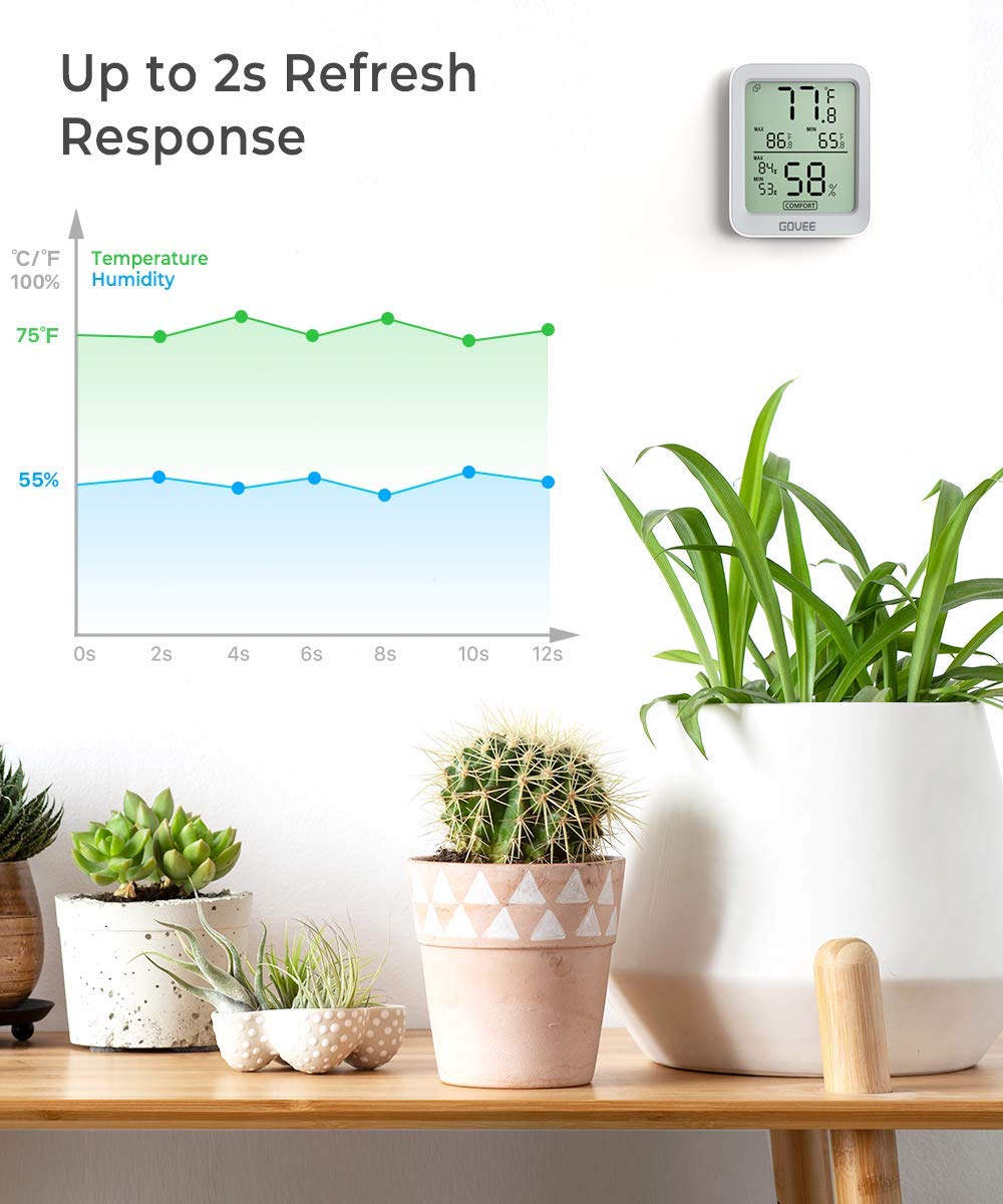 Govee H5075 app Govee Home en teléfono con alertas y gráficos