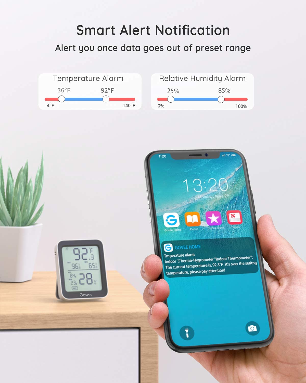 Govee detalle del sensor mostrando calidad de construcción y precisión