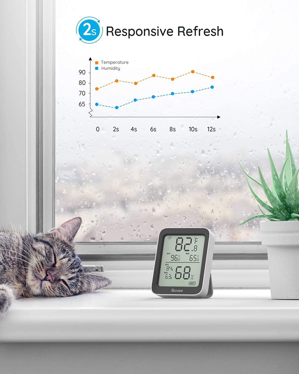 Govee etiqueta y puertos mostrando conexión Bluetooth y fácil emparejado