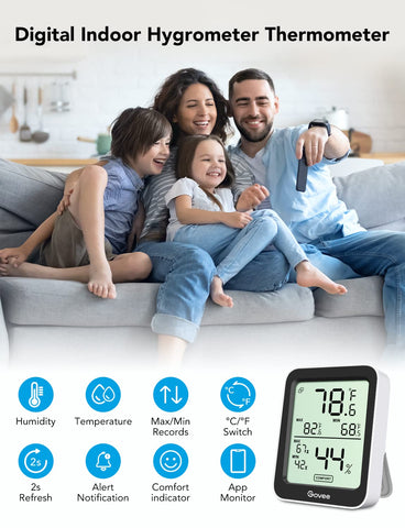 Govee detalle de pantalla LCD de 3 pulgadas con lecturas claras y fáciles