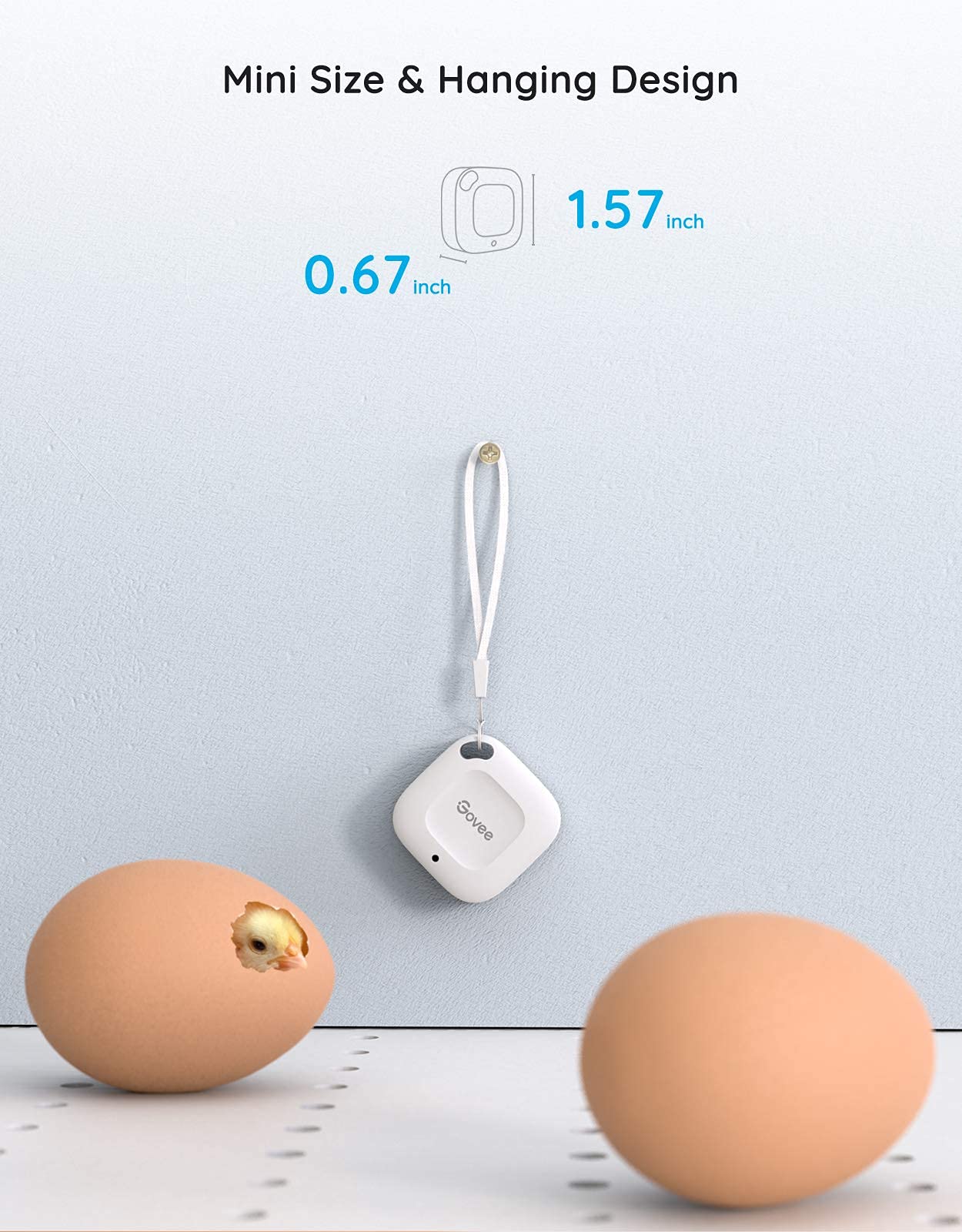 Govee sensor junto a llave para comparar tamaño y portabilidad