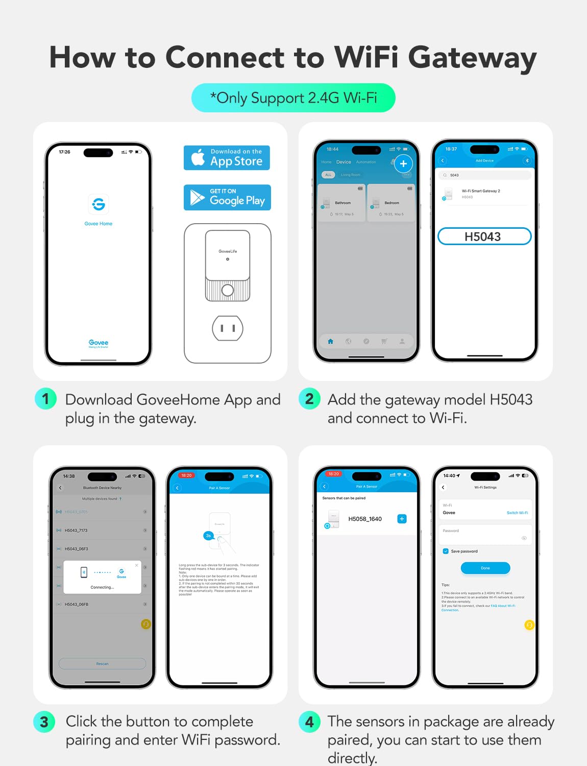GoveeLife app mostrando gráficos y alertas, ventaja: notificaciones instantáneas