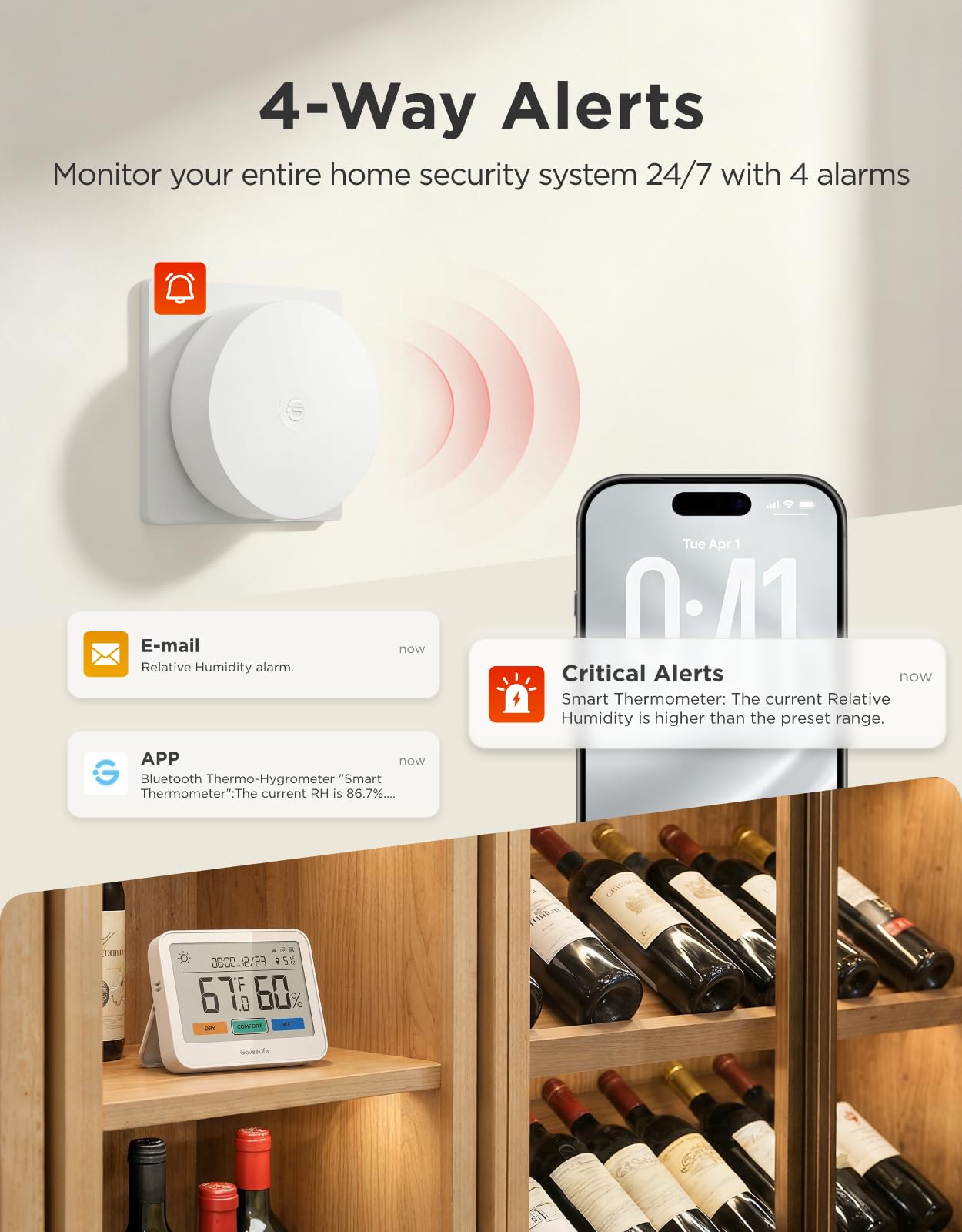 GoveeLife tamaño en la mano para escala y facilidad de instalación