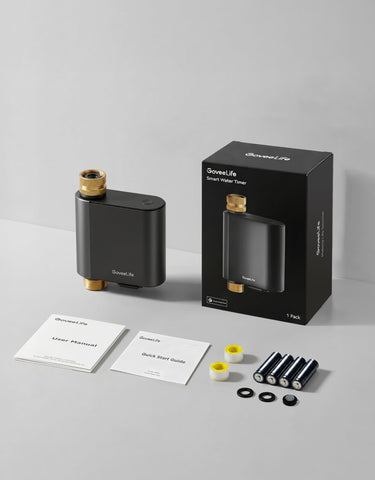 GoveeLife H5901 en un jardín con macetas, ideal para huertos urbanos