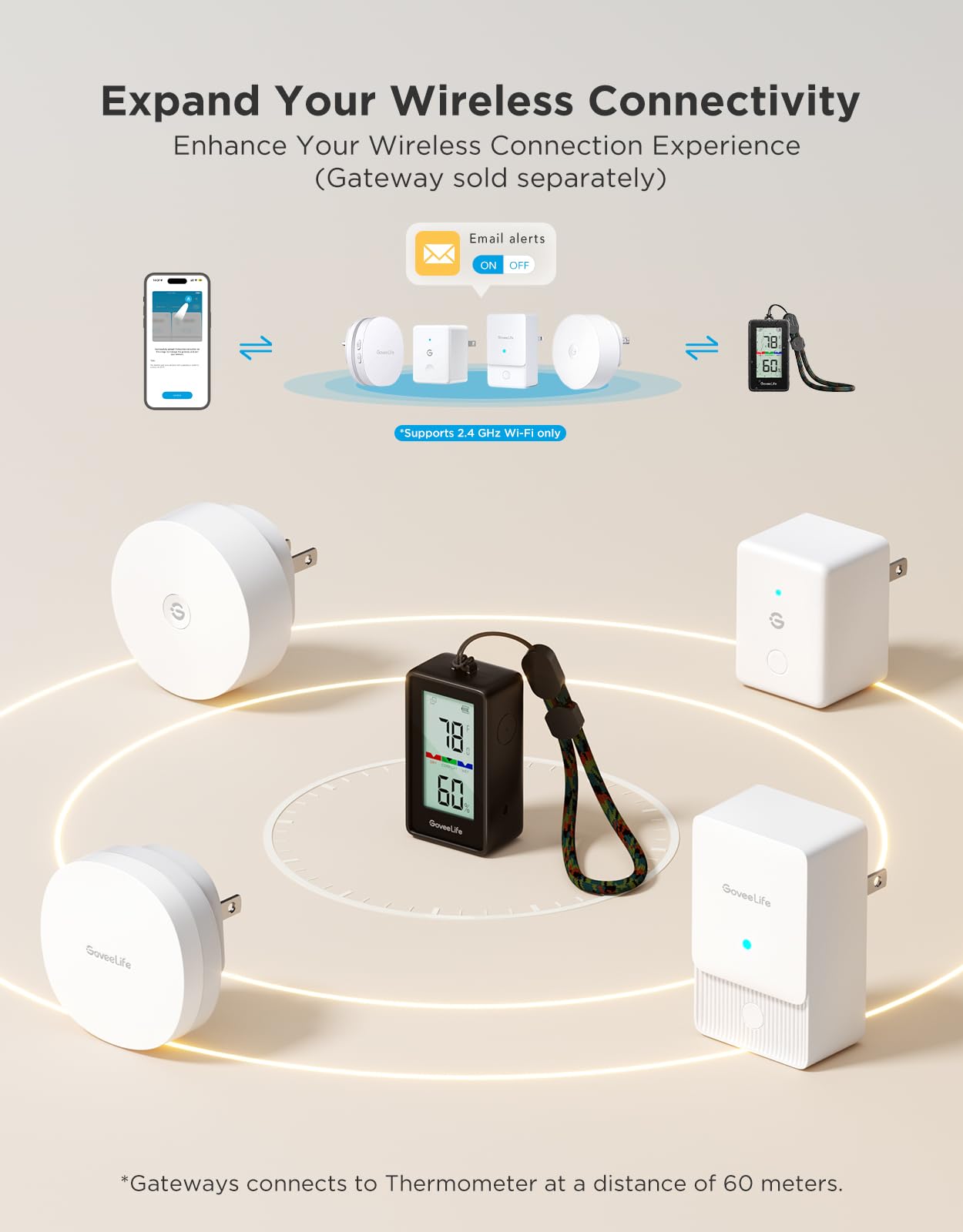 GoveeLife pantalla y app mostrando una alerta de temperatura configurada