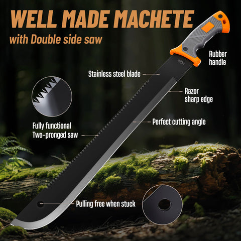Grand Way machete dentro de funda Cordura para transporte seguro