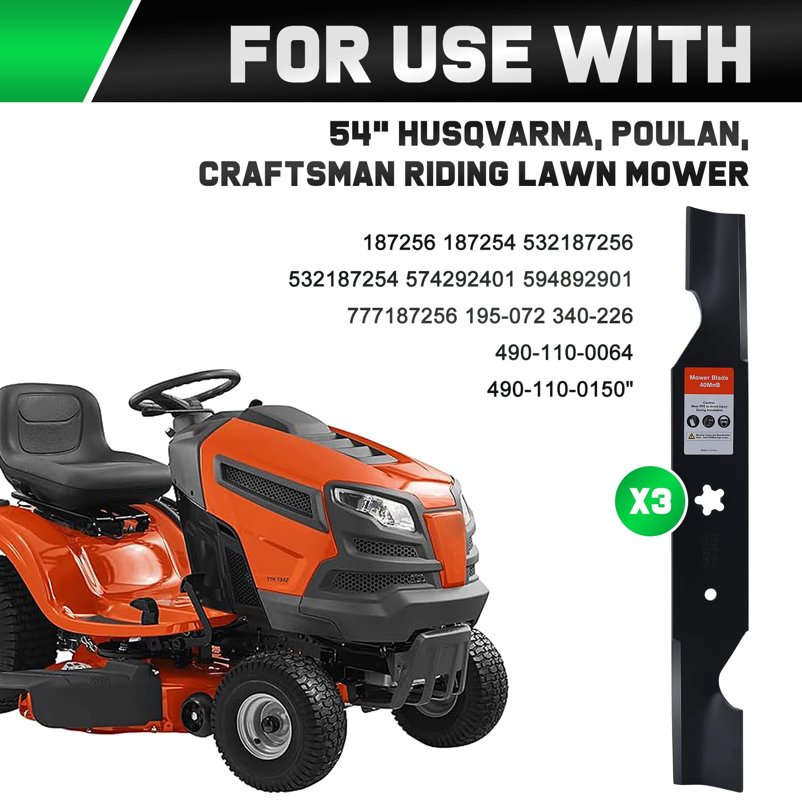 Grasscool comparación de tamaño para cubierta de 54 pulgadas compatible